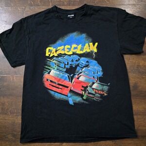 FaZe Clan Mens Black Graphic Racing T-Shirt Large Gaming Team Blue Drip Logo Tee
